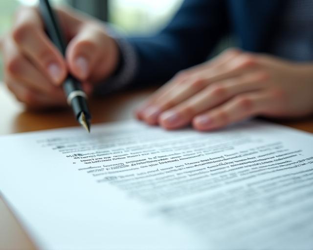 Lawyer meticulously reviewing a legal document